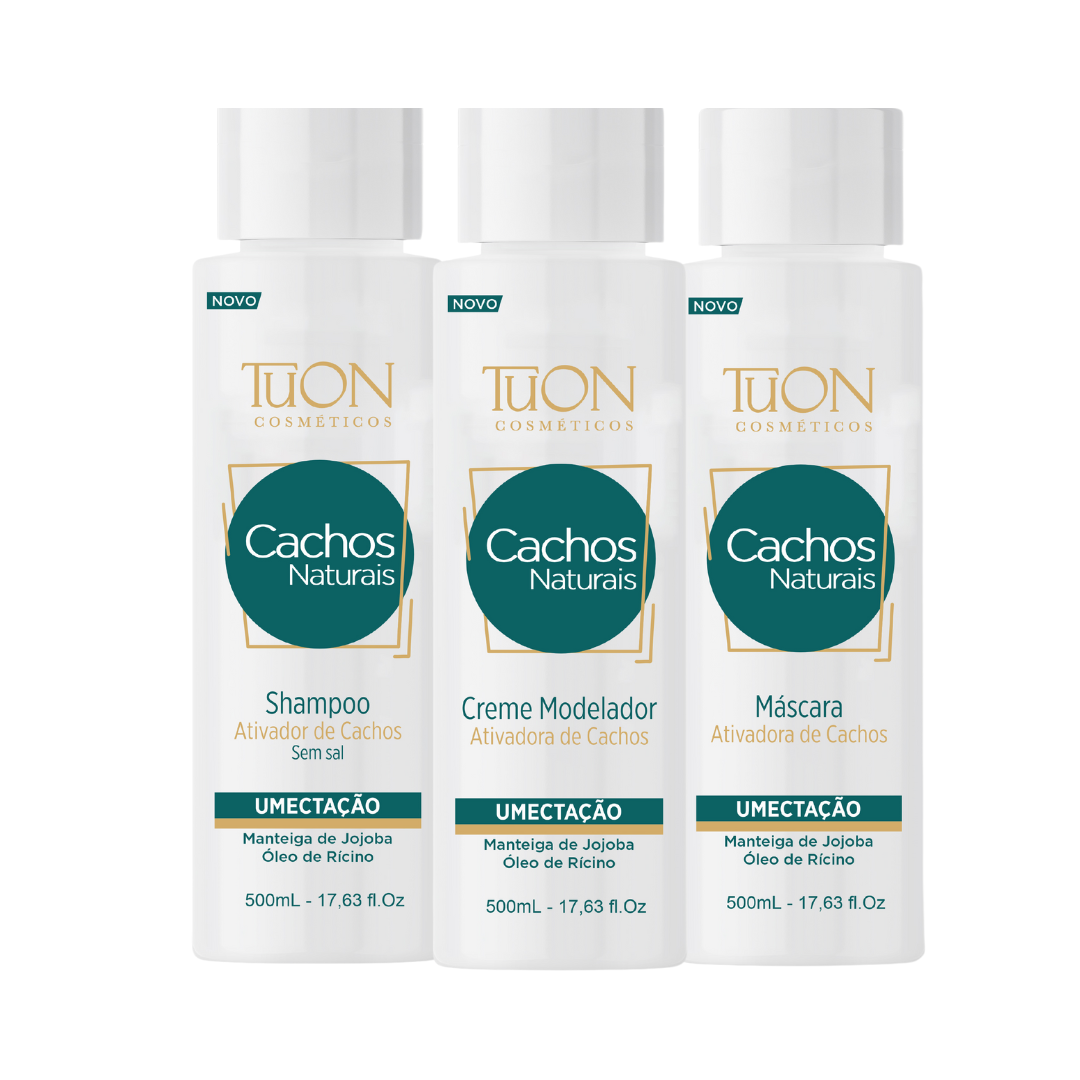 Kit Cachos Shampoo, Máscara E Modelador Cachos Naturais - Tuon