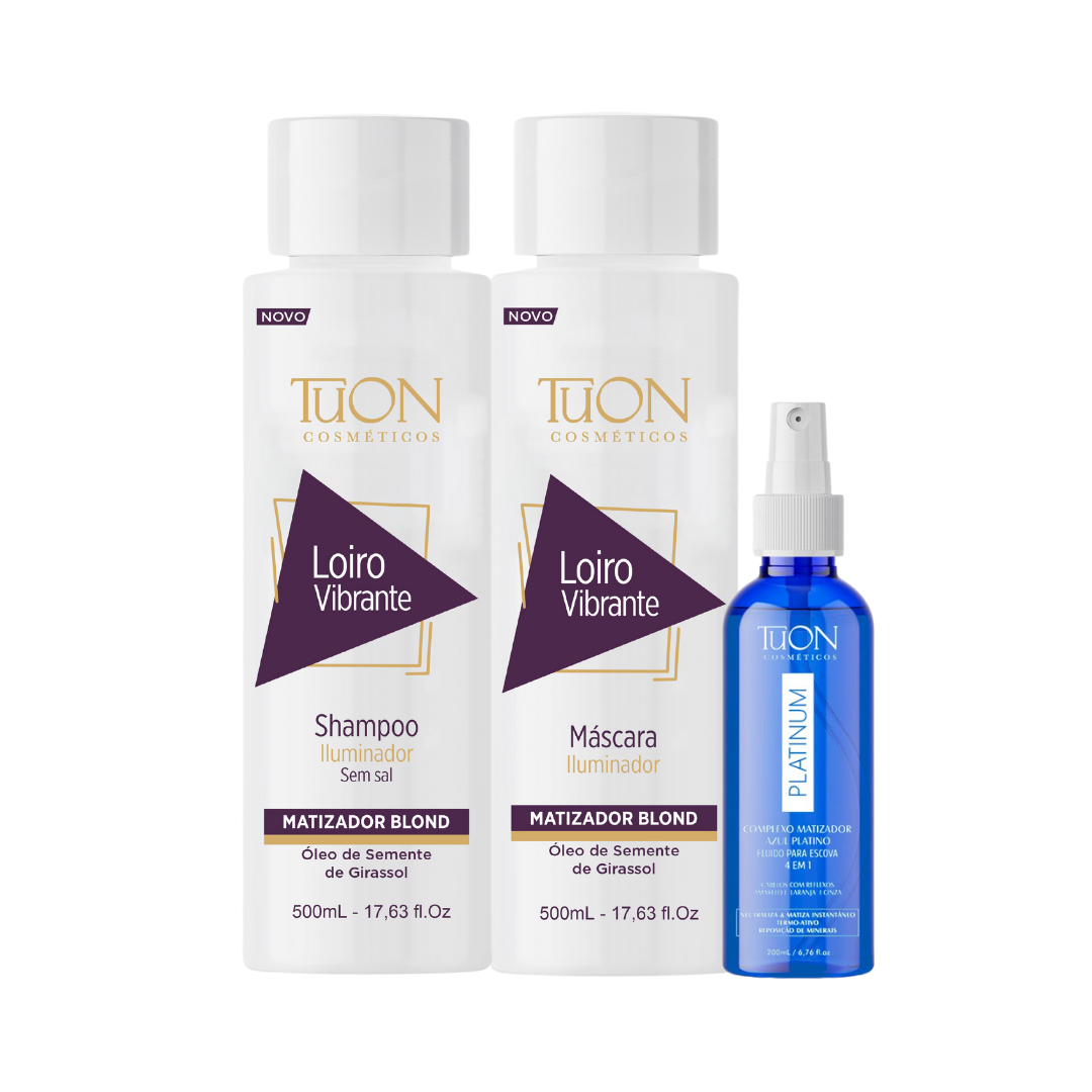 Kit Loiro Vibrante Shampoo, Máscara E Complexo Matizador - Tuon